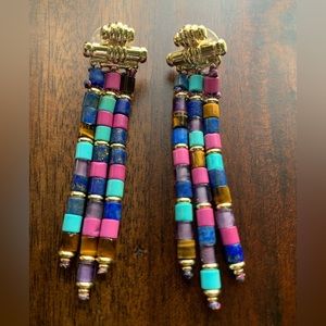 Bree gold statement earrings in mixed stone